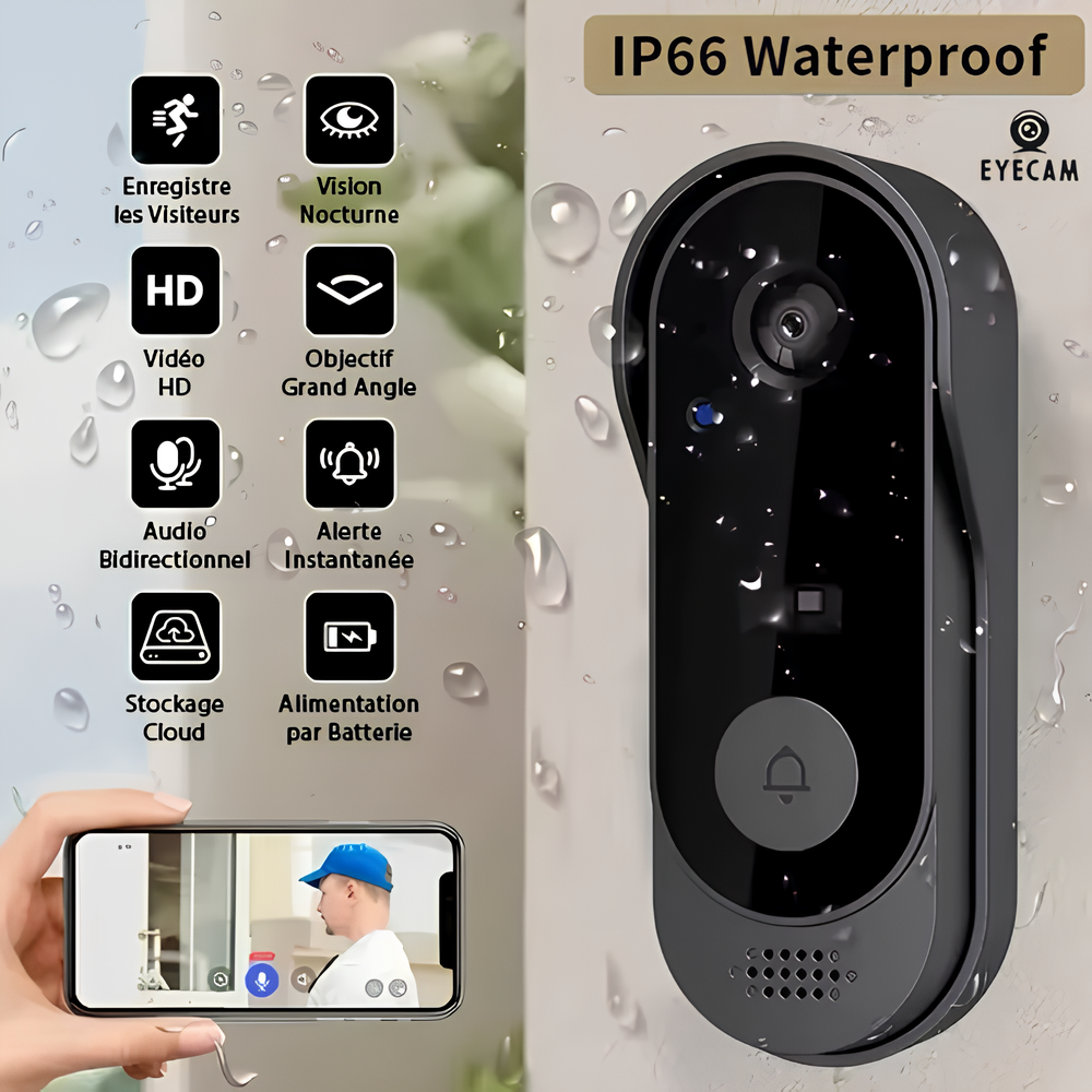 Sonnette Sans Fil avec Vidéo Connectée EYECAM - Full HD